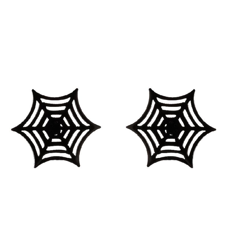 Cartoon Spider And Web Stainless Steel Stud Earrings For Women Punk Black Animal Bat Piercing Earings Halloween Party Gifts
