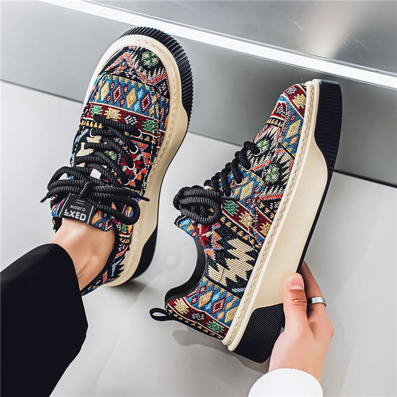 Pánské trendy retro plátěné tenisky s nízkým svrškem - ležérní jarní/letní streetový styl