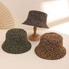 Fashion Leopard Print Wide Brim Fisherman Hat, Outdoor Sun Protection Flat Top Bucket Cap, Daily Wear Accessories