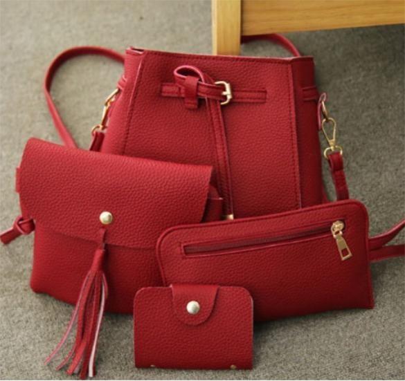 Sophisticated Women's 4pcs Handbag Set With Timeless Design And Solid Colors