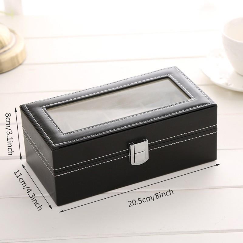 4‑Slot PU Leather Watch Storage Box Clear Display Window Household Portable Organizer for Men Women Wristwatch Collection Case
