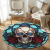 Eclectic Round Ocean Multicolor Area Rug, Non-Slip Floor Mat for Bedroom