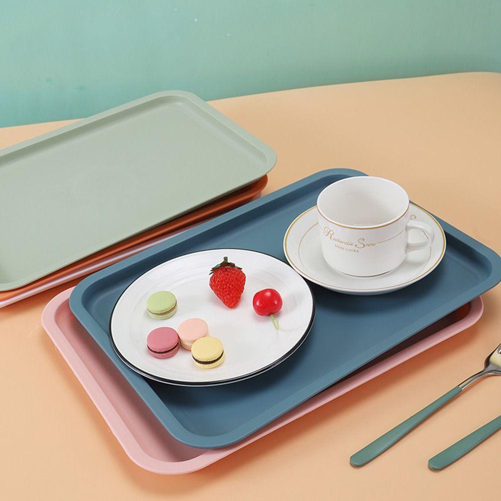 2 Packs Plastic Rectangular  Cafeteria Tray Non-Slip Fast Food Trays  Restaurant