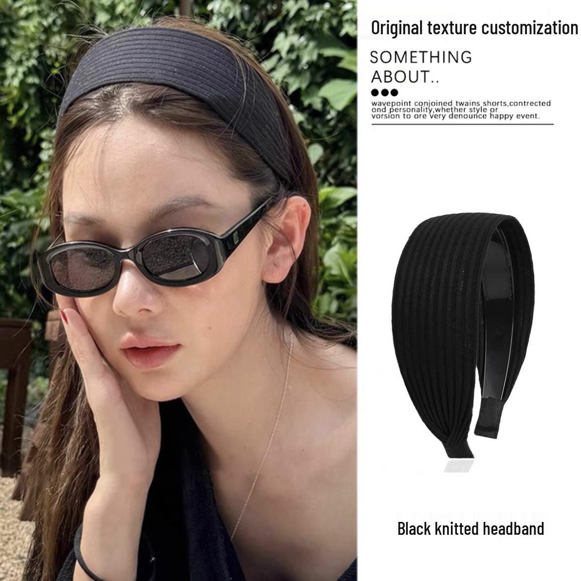 

Вязаная широкая повязка на голову Yi Mengling цвета французский серый для женщин - Модная повязка для волос с черепом