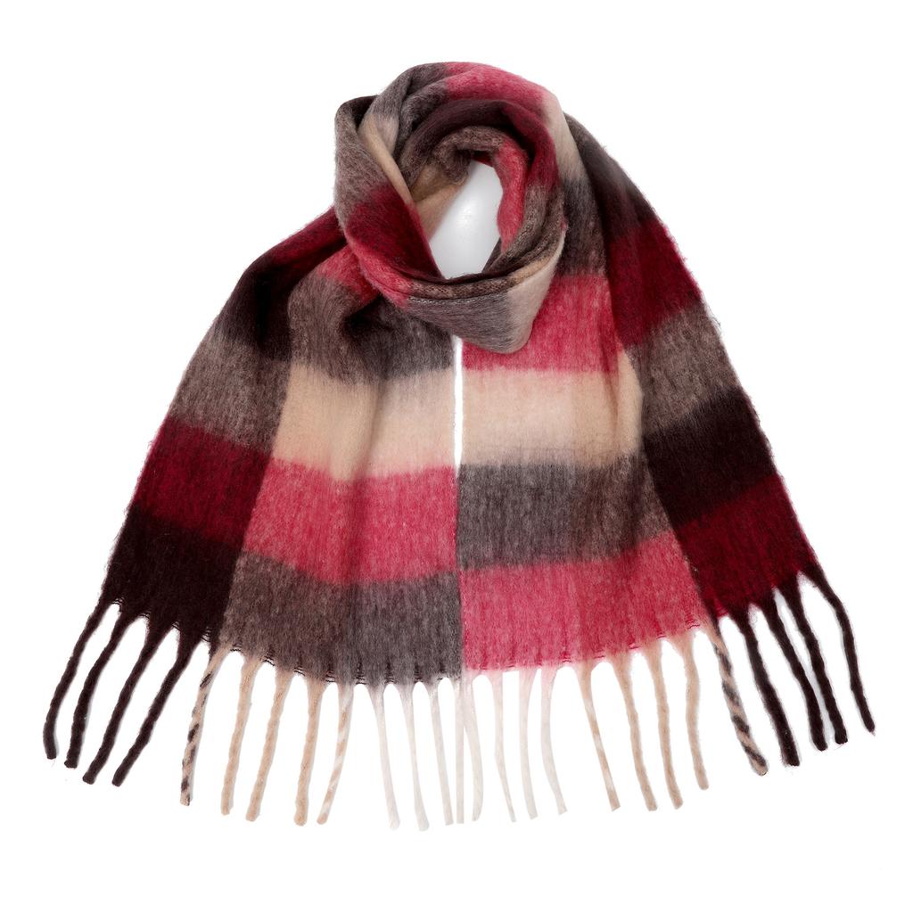 Winter Women Knitted Scarf Headscarf Casual Preppy Rainbow Plaid Tassel Scarve Elegant Lady Mujer Thick Wrap Shawl New Christmas