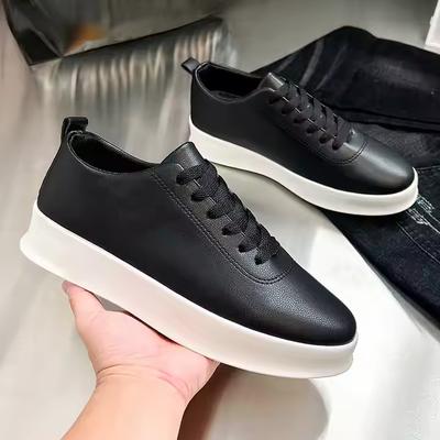 Scarpe Casual Bianche da Uomo, Scarpe Nere Integrali, Superficie in Pelle PU, Design Versatile Nuovi Prodotti Primavera e Autunno Vendita Calda
