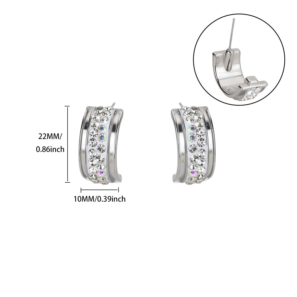 

Luxury Geometric Zircon Earring for Women Stainless Steel Copper Color Crystal Piercing Earring 2026 Fashion Wedding Zircon
