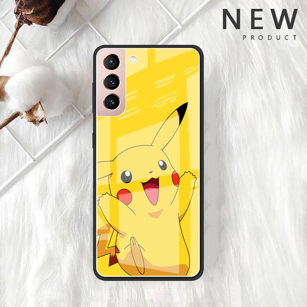 Pokemon Glass Case For Samsung Galaxy S22 S20 FE S21 Plus Phone Cover S10 5G S9 Note 20 Ultra 10 Lite Shell