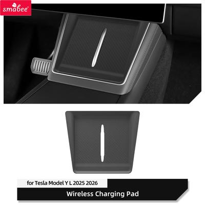 Smabee for Tesla Model YL 2025 2026 Center Console Wireless Charging Anti-Slip Pad Silicone Phone Anti-Dirt Mat Accessories D1