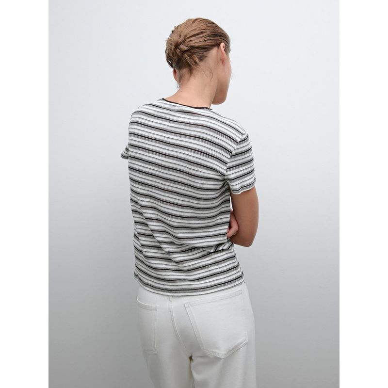 Za2025 Summer New Women clothes Casual Retro Stripe round Neck Short sleeve T-shirt Top 06206545 700