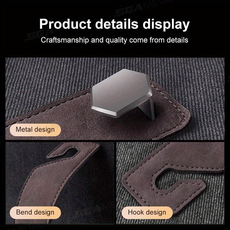 Alloy Car Seat Back Hook Premium Suede Metal Auto Hanging Hook Universal 20KG Large Load-Bearing Hanger for Rear Seat