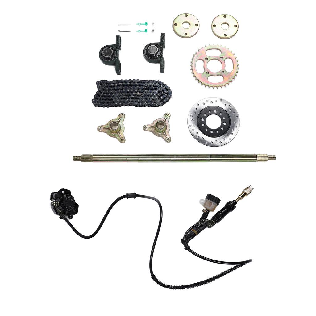 600mm Go Kart Rear Live Axle Kit with Brake Assembly Chain for 50cc 70cc 90cc ATV Quad Bike Drift Trike