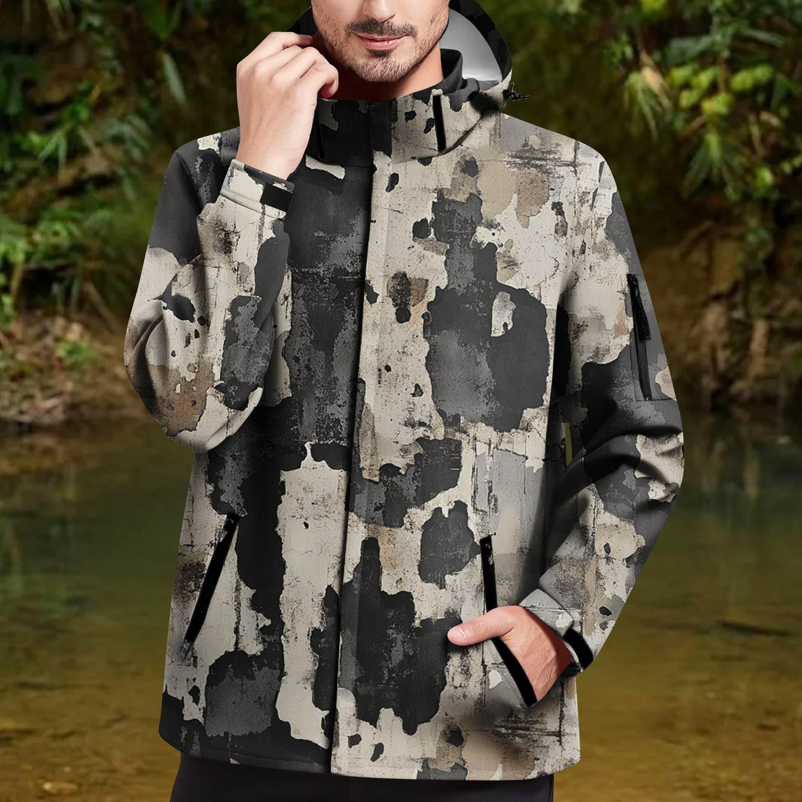 

Чоловіча водонепроникна вітрівка, легкий дощовик з капюшоном для повсякденного носіння XL світло-сірий колір