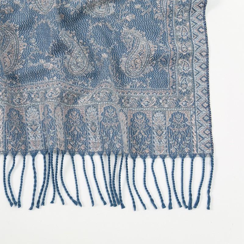 Ethnic Style Faux Cashmere Scarf Shawl With Tassels Lightweight All-Season Wrap Women