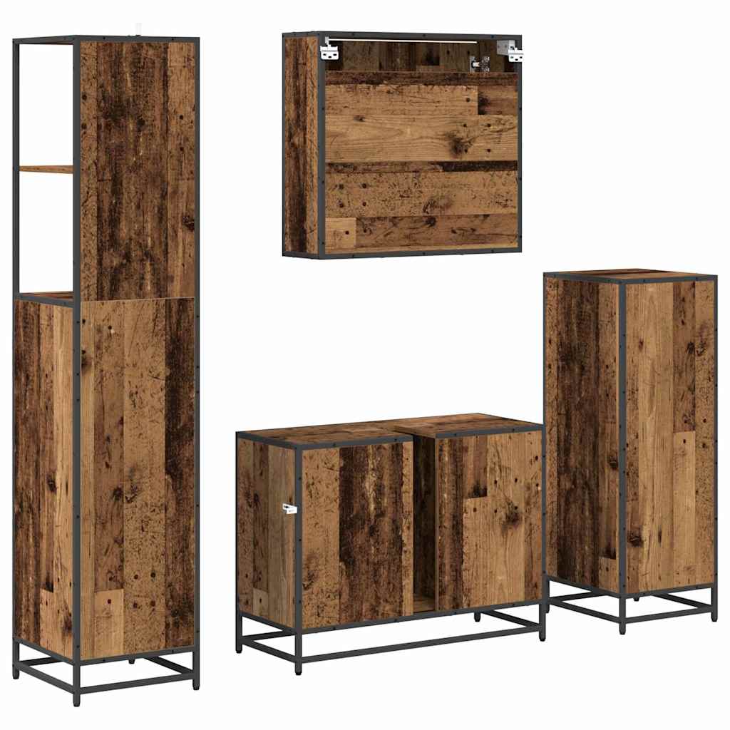 Bathroom Furniture Set with Drawers 4 pcs Reclaimed Wood Effect Particleboard