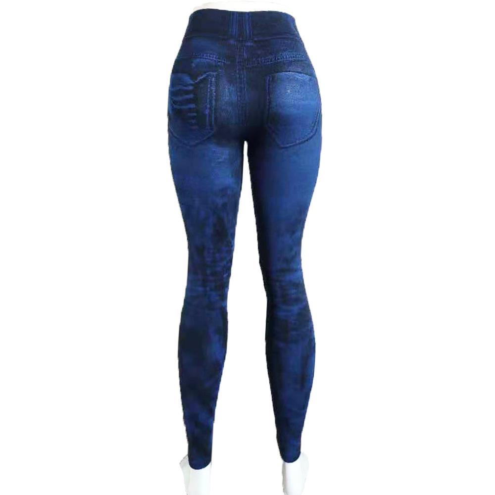 Sexy Imitation Jeans Leggings High Waist Pants Fitness Slim Sport Push Up Leggings for Women
