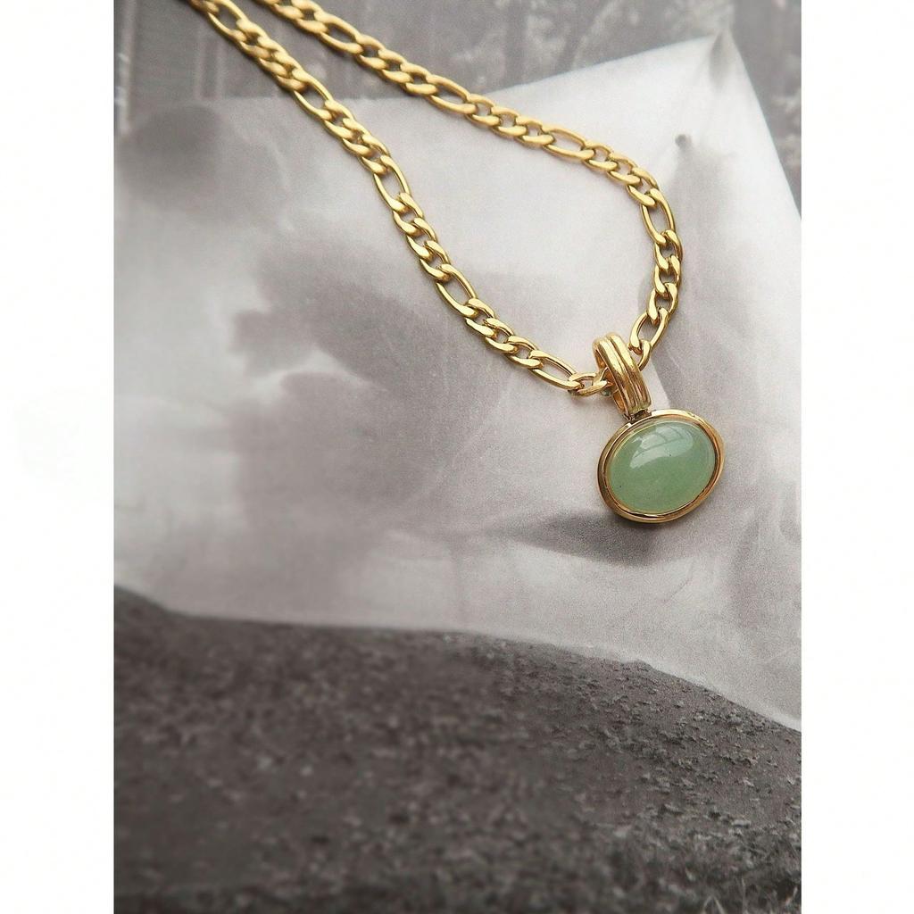 Oval Pendant Necklace Simple and Versatile Stainless steel Retro Neck Chain Sweater Chain