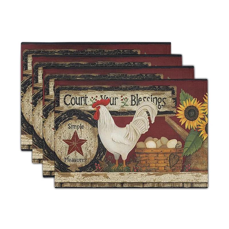 Rectangular Printed Placemats for Dining Table Mats for Home Parties Weddings Cafes Kitchen Decor Linen Placemats Striped