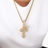 Stainless Steel Iced Out Cross Pendant Necklace for Men 18K Gold Color Cubic Zirconia Jewelry Chunky Rock Party Accessory