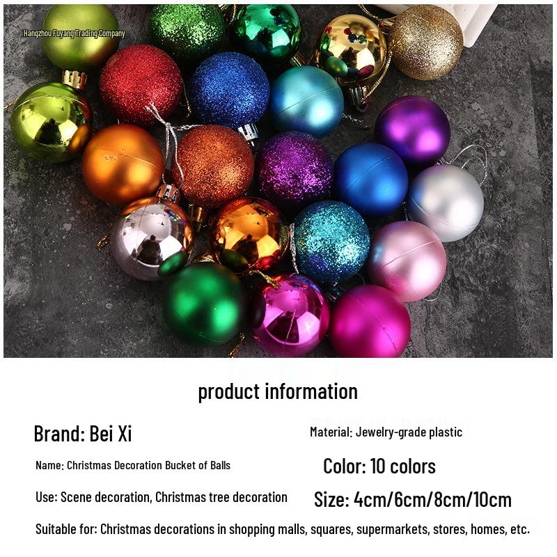 Christmas Tree Hanging Ball Ornaments - Electroplated & Colored Balls for Mall or Bar Ceiling Decoration, Large Bucket Set
