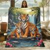 Coperta decorativa accogliente con stampa Tigre Giungla in pile peluche Decorazione Coperta per divano Letto Regalo per la casa Soggiorno Accento