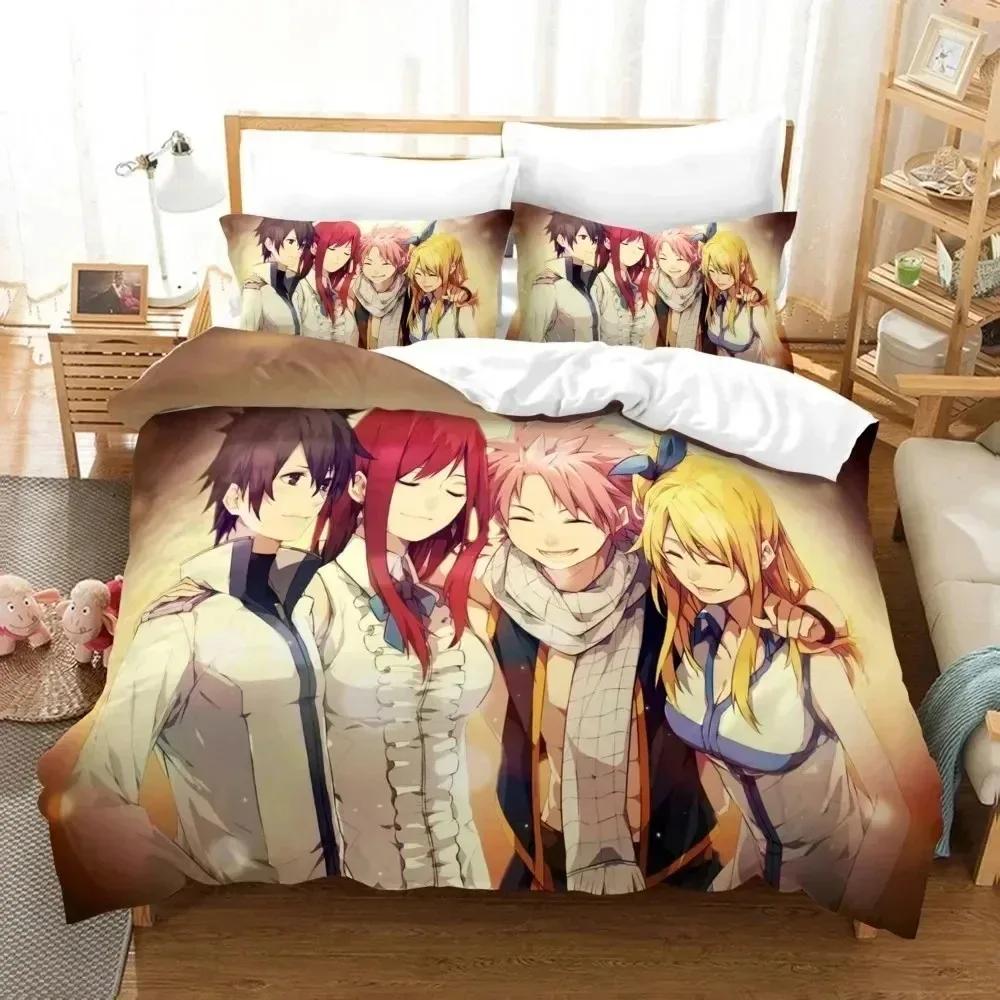 Anime 3D Printed Fairy Tail Bedding Set Duvet Cover Pillowcase Boys Girls Single Twin Full Queen King Size Adult Bedding gift