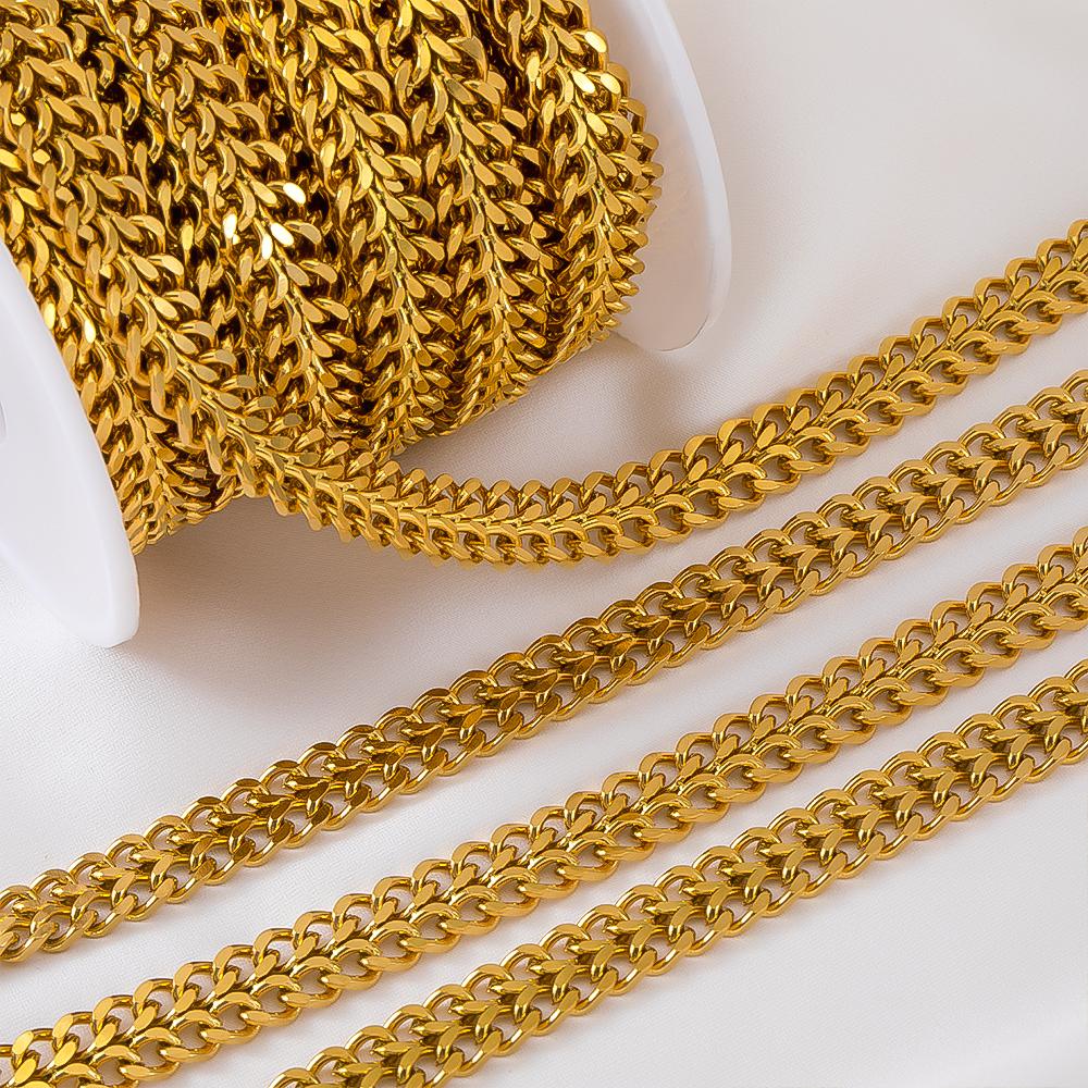 1Meter Two-chain Stainless Steel Cuban Flat Chains for Jewelry Findings Necklace Bracelet Making Supplies DIY Chain Accessories
