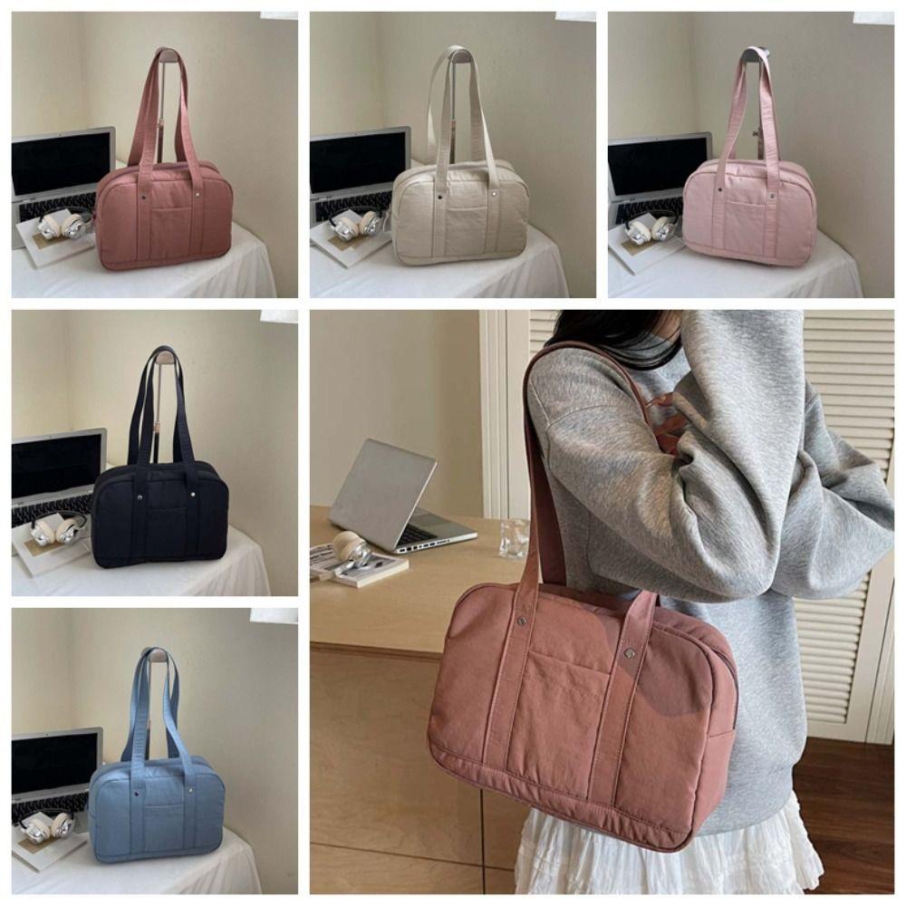 Solid Color Women Shoulder Bag Korean Style Simple Tote Bag Simple Casual Underarm Bag  Girls