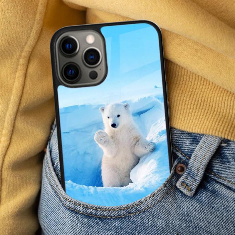 Cute animal polar bear Soft Phone Case for iPhone 17 Air 16e Pro max 15 Pro 13 14 Plus 11 12 MagSafe Magnetic Coque