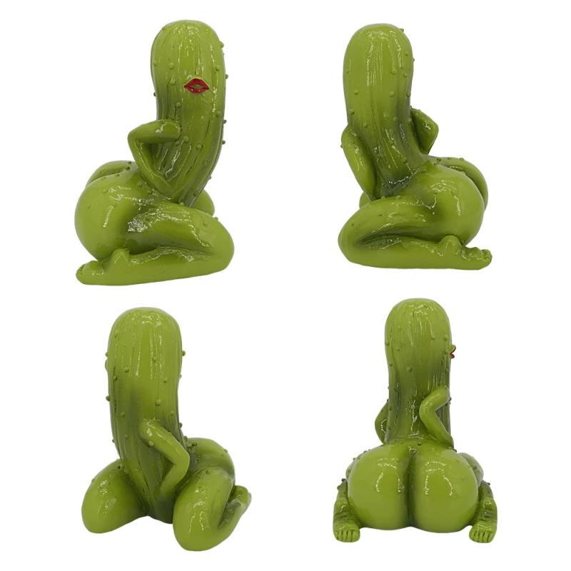 Pickled Cucumber Crafts Ornament With Funny Pose Resin Home Table Decor Funny Pickled Cucumber Figurine Gag Gifts For Friends