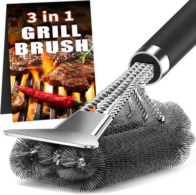 Perie pentru grătar cu răzuitor Mâner reglabil de 18" Perie pentru grătar BBQ pentru grătar de exterior Perie de curățare extra puternică pentru grătar Accesorii pentru grătar/afumătoare