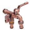 Outside Water Faucet Brass High Temperature Resist 1 In 2 Out Outdoor Wall Mounted Garden Double Faucet for Family