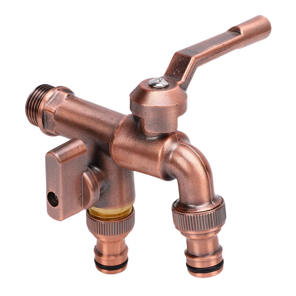 Outside Water Faucet Brass High Temperature Resist 1 In 2 Out Outdoor Wall Mounted Garden Double Faucet for Family