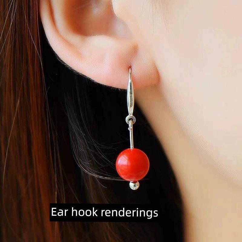 

925 Sterling Silver Earring Eardrop Earrings Eardrop Frame Female Simple Ethnic All-Match Jewelry Accessories DIY Beeswax Turquoise Ear hook + Screw fits 12-16mm (Silver)