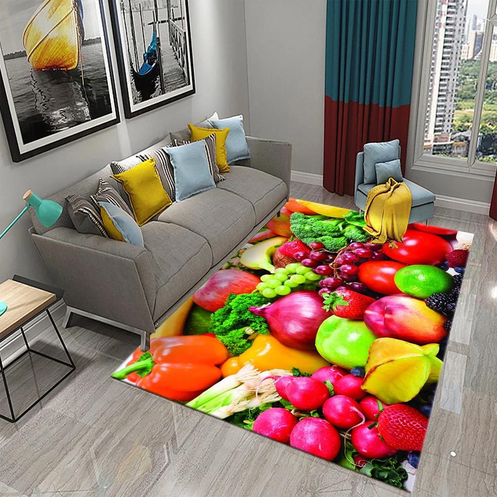 Vegetable Food Theme Carpet Doormat for Bedroom Kitchen Home Floor Decor Living Room Carpet Hallway Bathroom Anti-slip Area Rug