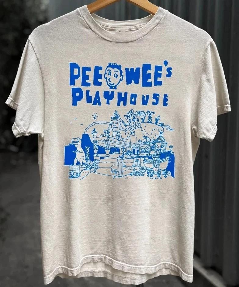 Pee Wee's Playhouse Paul Reubens Tv Show Short Sleeve Sand Shirt Reprint