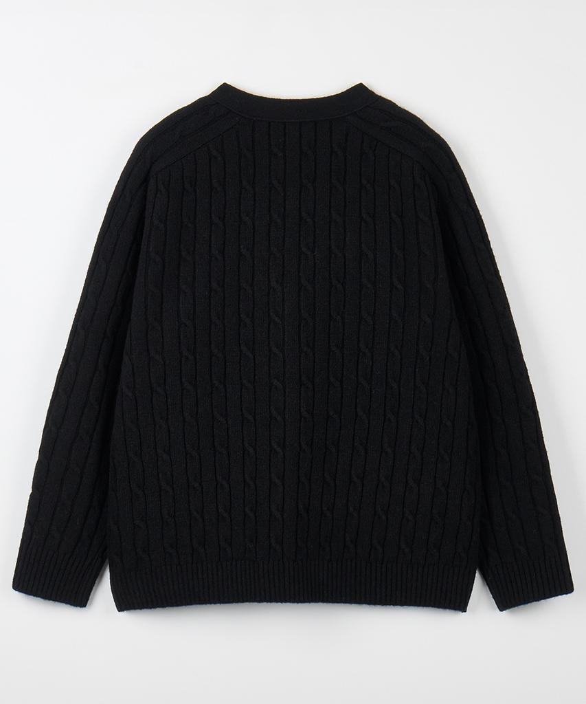 Nodu Cable Saddle Crop Cardigan [Black]