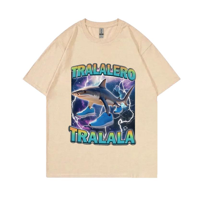 Tralalero Tralala Vtipné žraločí meme s botami Pánské ležérní bavlněné vintage tričko Stupidní humor Hilariózní memy pro vymývání mozku