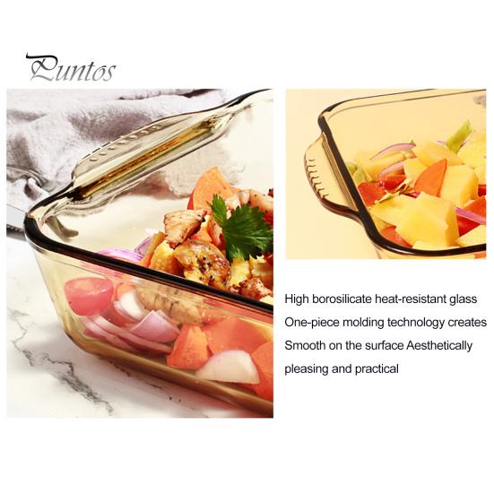 Heat Insulated Pan 2L Glass Baking Dish, Square Dishes for Oven, Dish Oven Tempered Casserole Brownies Meatloaf Desserts Microwave Safe Bakeware