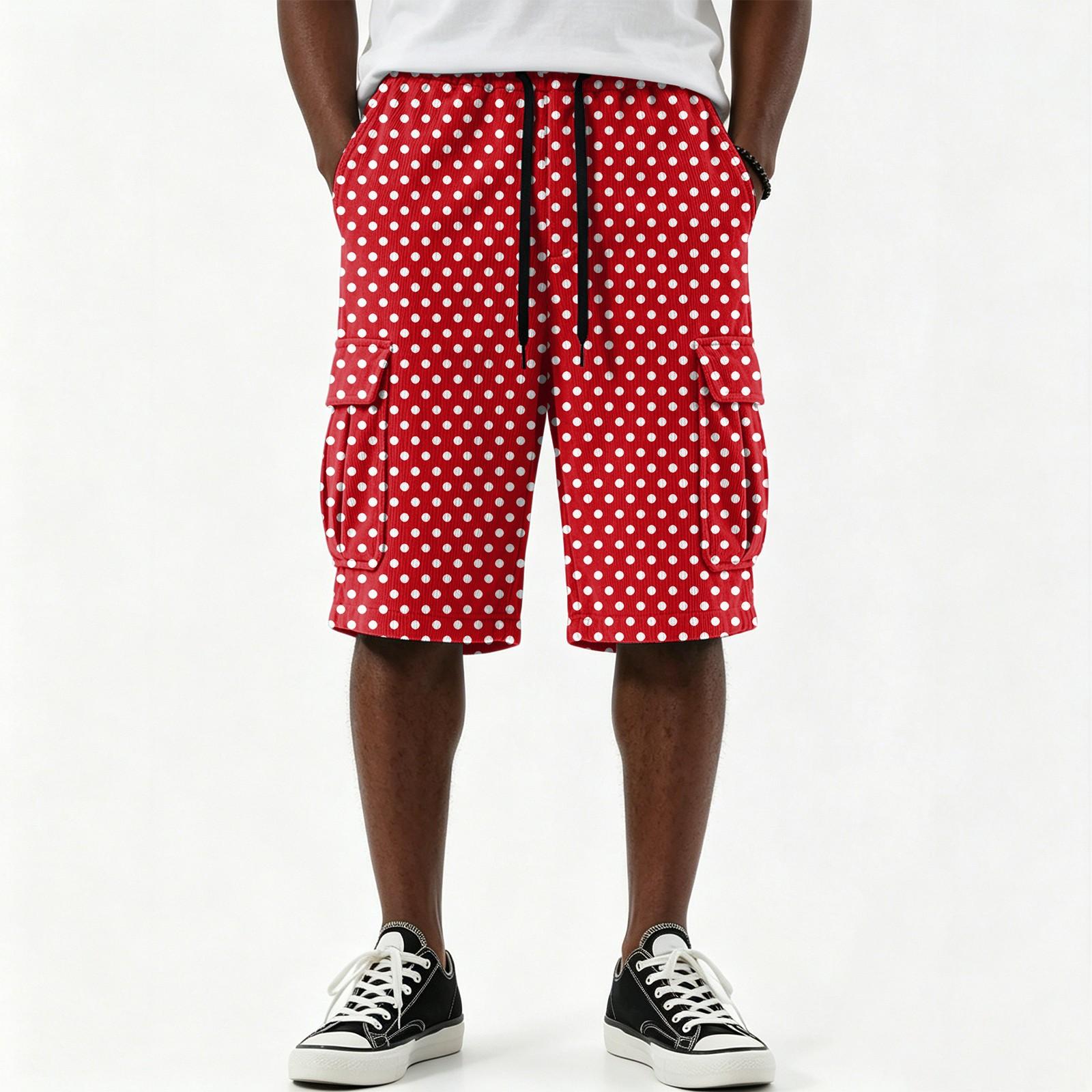 Herren Casual Farbverlauf Print Kordelzug Shorts Mehrere Taschen Knielang Cargo Shorts Leichter Atmungsaktiver Stoff Bequeme Passform XXXXXL rot
