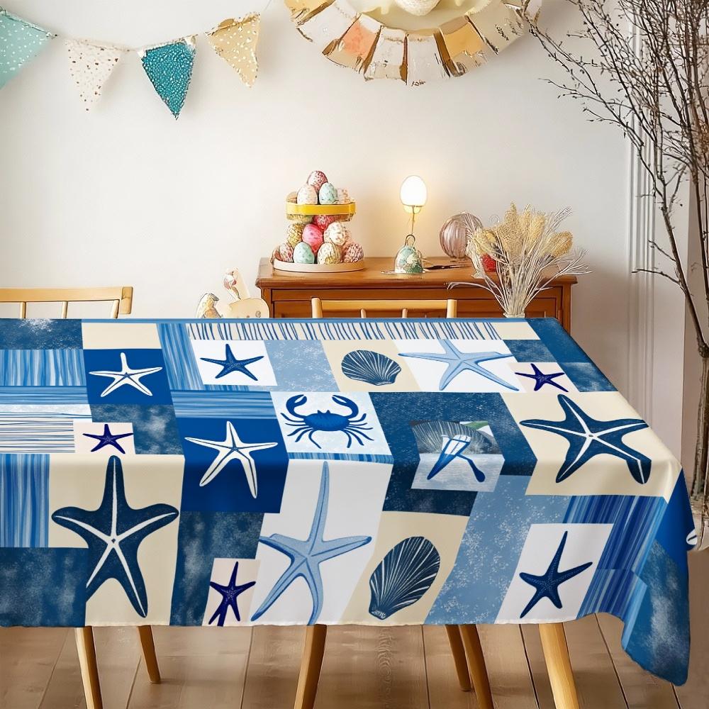 Ocean Wind Theme Rectangle Table Cloth for Table Decor Kitchen Dining Waterproof Reusable Tablecloth for Tables Indoor Outdoor