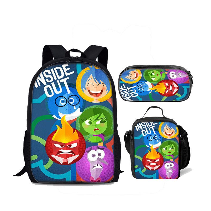 Insideout Student 17-Inch School Bag Ice Pack Three-Piece Mind Team Backpack Set