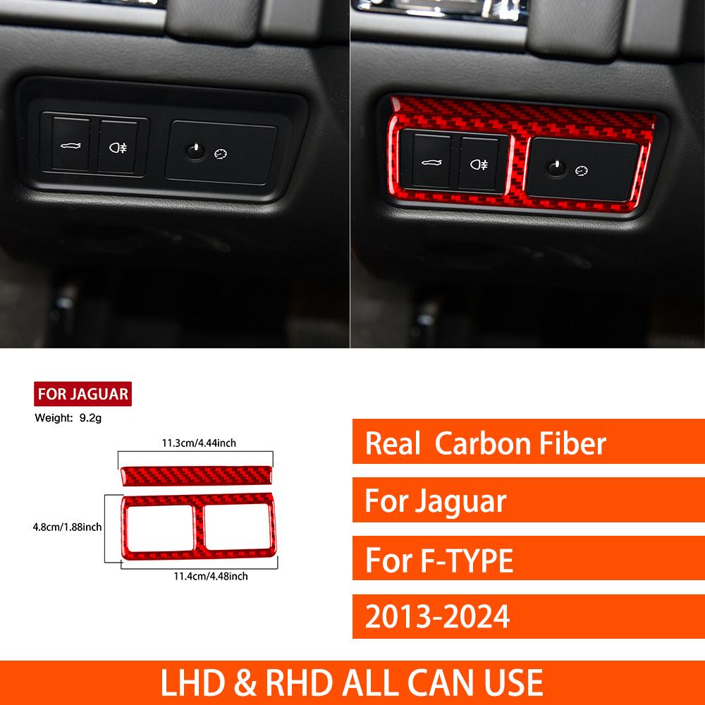 For Jaguar F-TYPE 2013-2024 Real Carbon Fiber Sticker Trument Headlight Switch Panel Car Accessories Interior Decorative