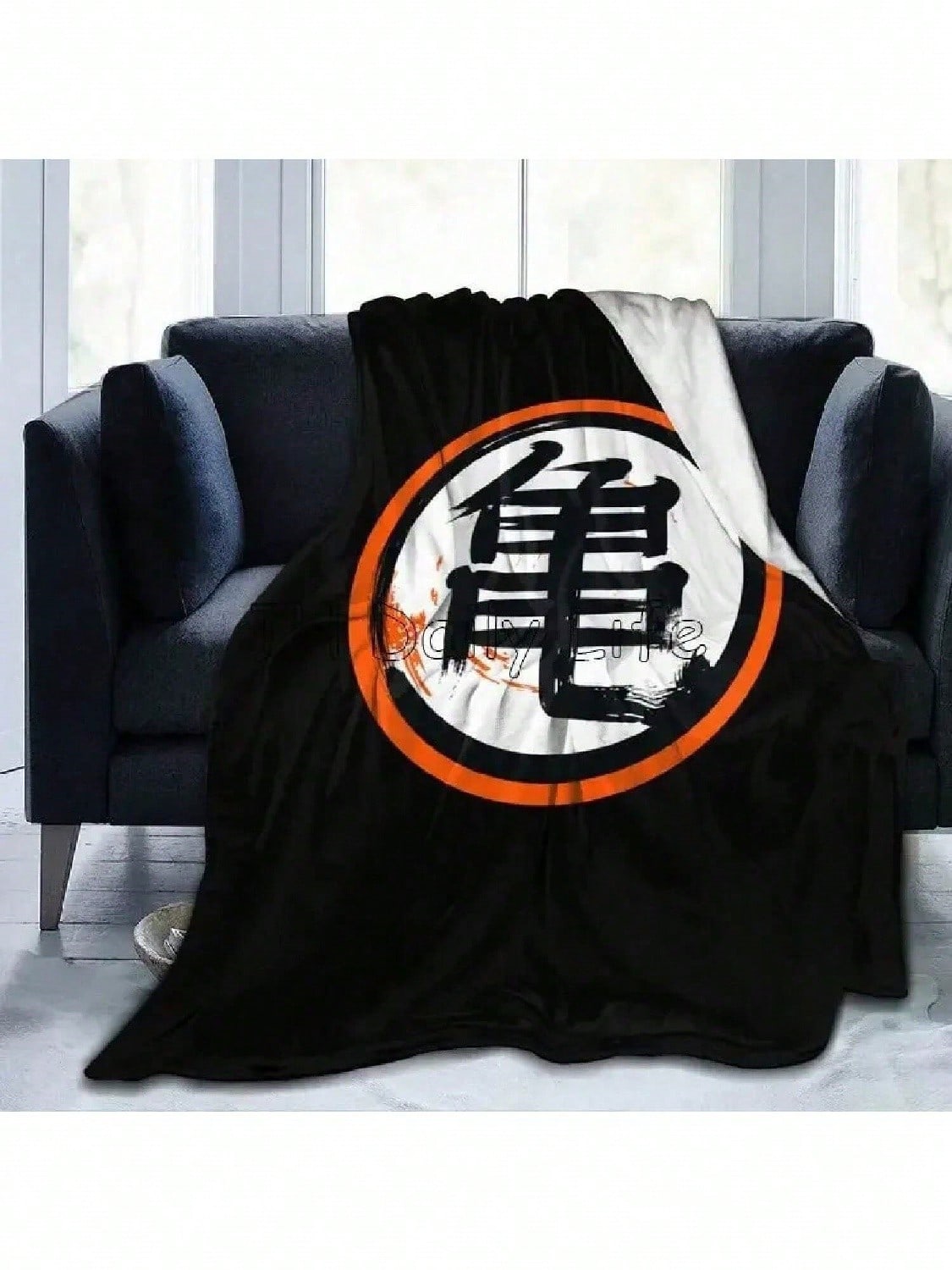 

DBZ Kanji Print Flannel Blanket Soft Cozy Warm Fleece Throw Blanket Lightweight Fuzzy Plush Blankets For Bed Sofa Picnic Travel 75X95CM серый