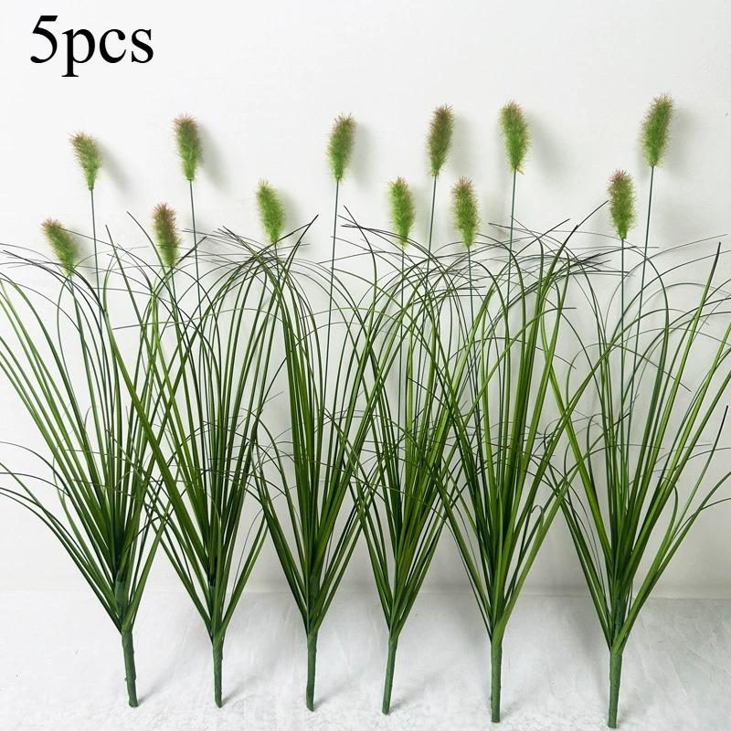 

5pcs Artificial Reed Grass and Foxtail Flower Plastic Simulated Ground Plants Home Garden Decor Wedding Celebration Decoration