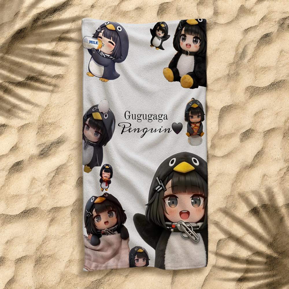 Cartoon Gugu Gaga Penguin Towel Towel Soft Pool Gift For Travel Gym Shower Cool Camping Quick Dry Sports  Large Beach Towel