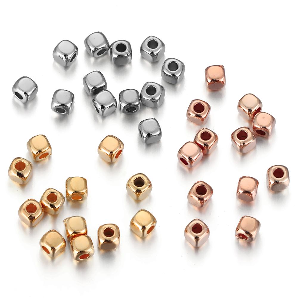 400pcs 3-4mm CCB Square Spacer Beads Rose Gold Color Mini Seed bead for Bracelet Necklace Jewelry Making DIY Needle Accessories