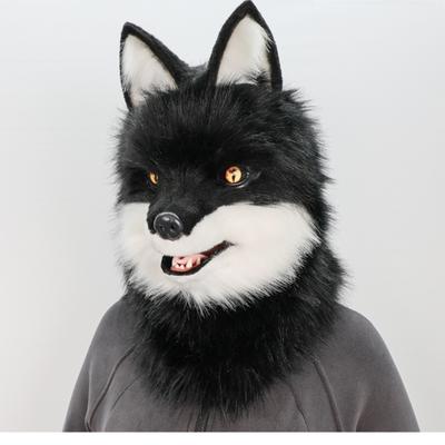 Realistic Furry Wolf Head Mask Hat with Breathable Life Like Design Costume for Halloween Cosplay and Carnivals Parties