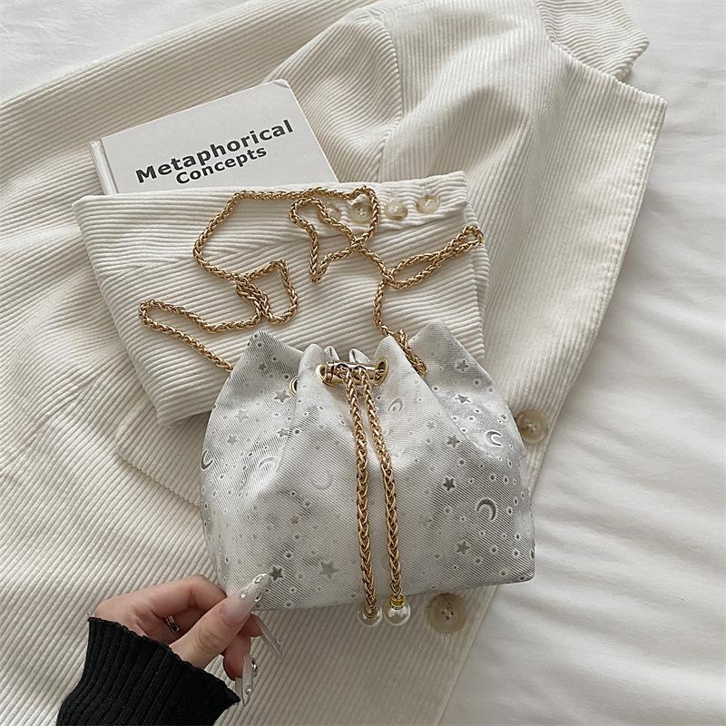 High-end Metallic Fringed Sequin Evening Bag, Luxury Water Bucket Bag, Crossbody Bag