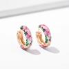 Vintage Multicolor Enamel Flower Round Hoop Earrings Boho Gold Color Circle Round Earrings Statement Jewelry Gifts for Women